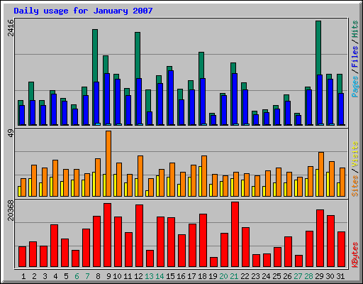 Daily usage for January 2007