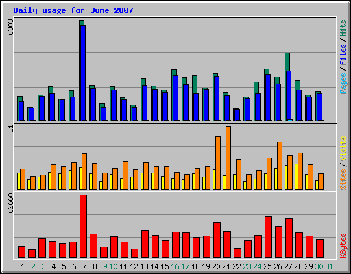 Daily usage for June 2007