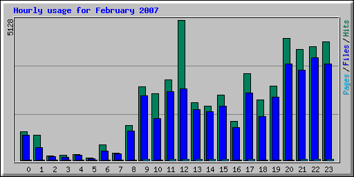 Hourly usage for February 2007