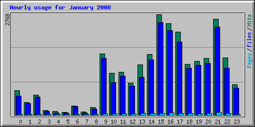 Hourly usage for January 2008