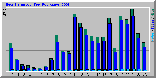 Hourly usage for February 2008