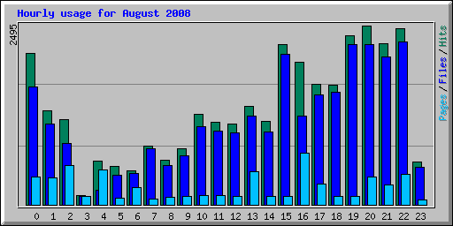 Hourly usage for August 2008